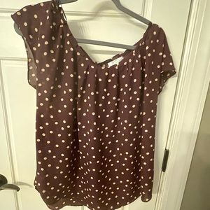 Burgundy Polka Dot LC Lauren Conrad Blouse